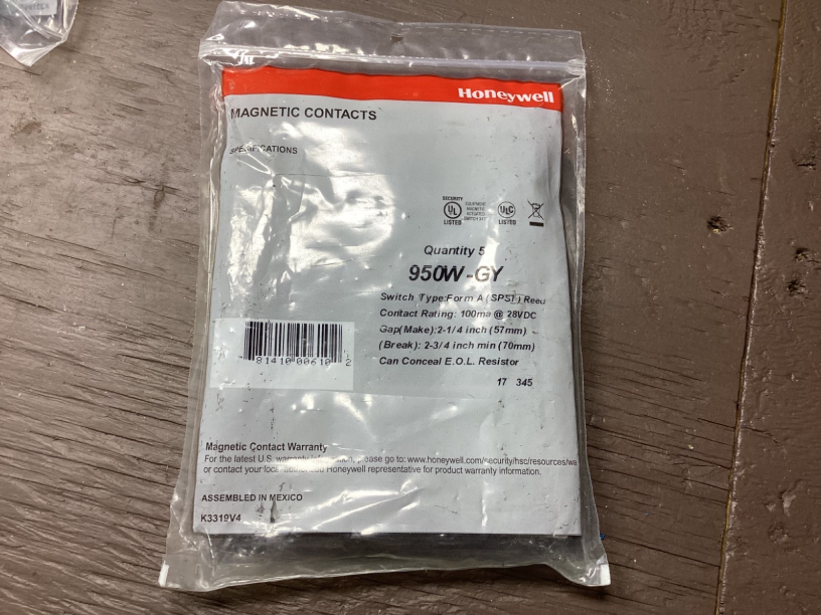 Honeywell 950W-GY Magnetic Contact Surface Mount Wide Gap Pack of 5 NEW Sealed