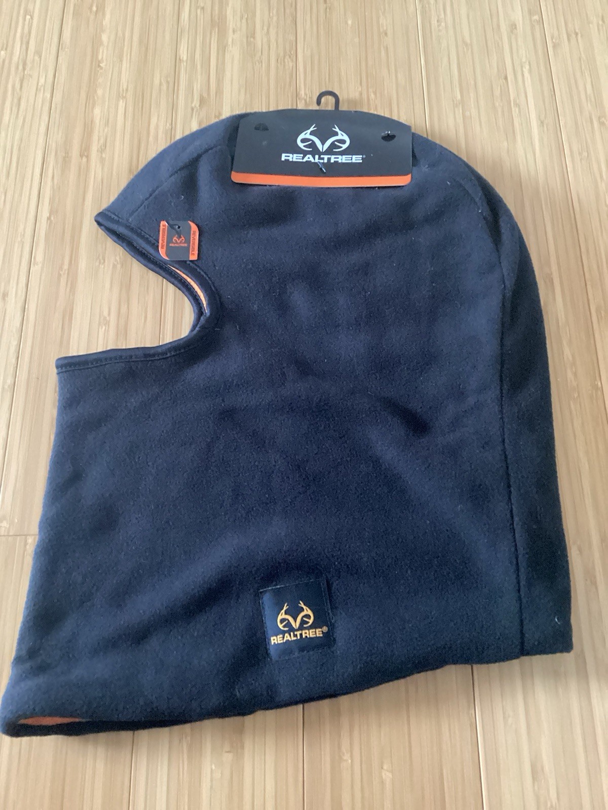 Real Tree Black And Orange Reversible Fleece Face Mask Gaiter