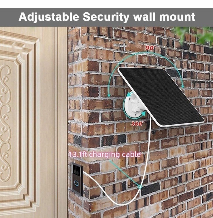 Solar Panel for Ring Doorbell, 5W Charger Compatible White