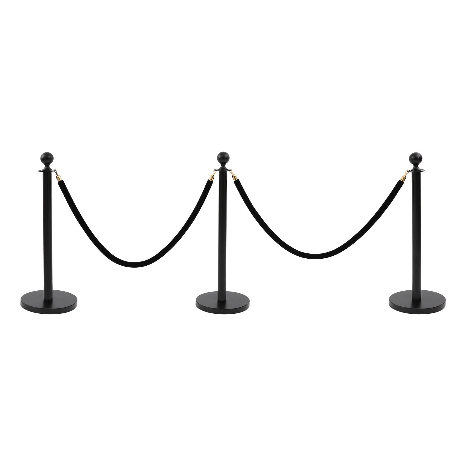 6 PCS Black Stanchion Posts Queue Pole w/ 4 1.5M Ropes Crowd Control Barrier NEW