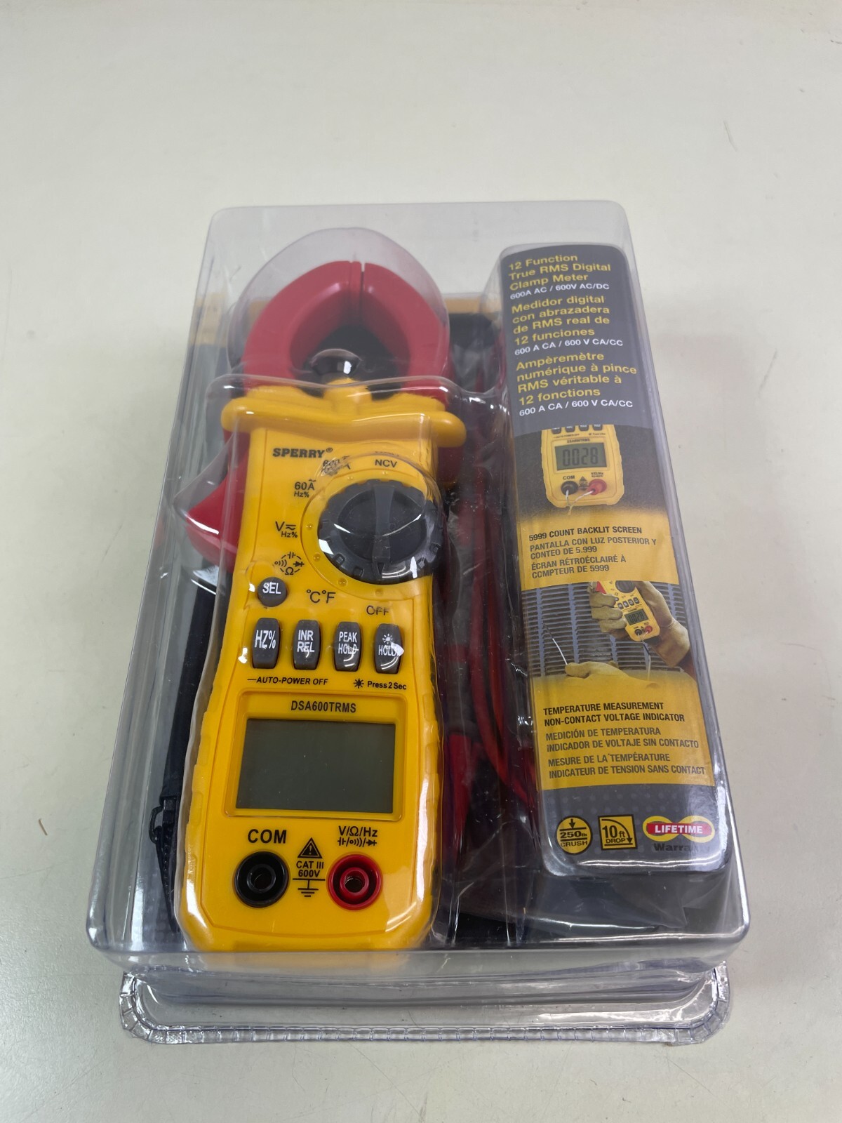Sperry Digital Clamp Meter 12 Function True RMS 600A AC 600V AC/DC DSA600TRMS