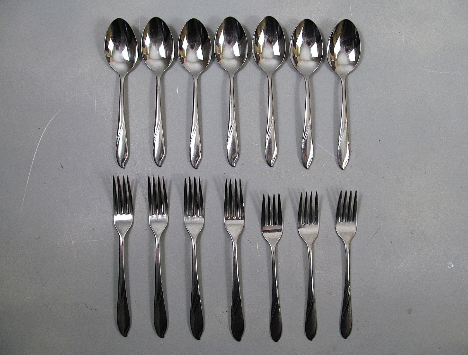 Americraft Stainless Lisa Flatware Set Lot of 14 Pieces Dinner Spoons Forks Etc.