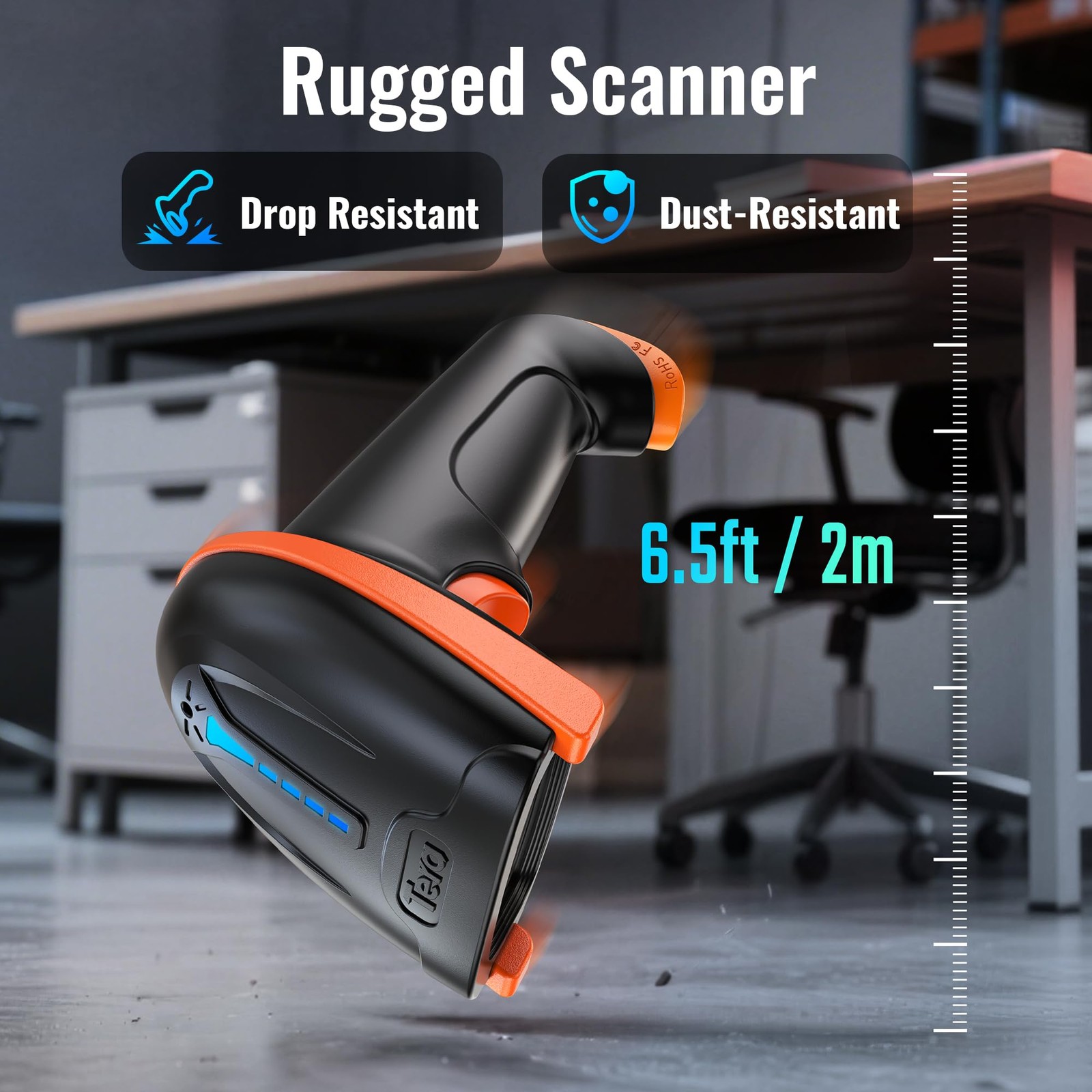 Tera 1D 2D QR Barcode Scanner Wireless and Wired with Battery Level Indicator...