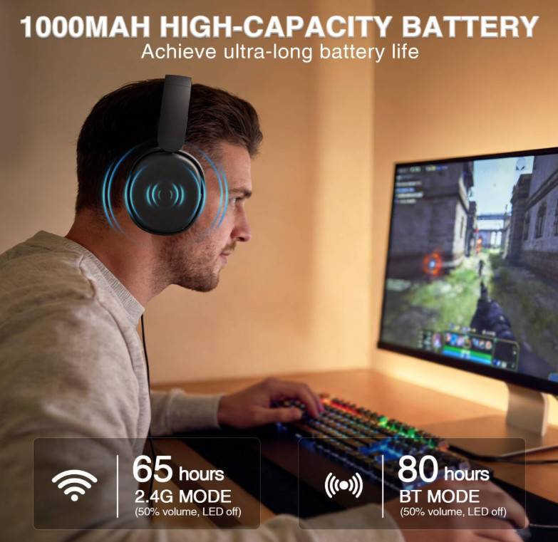 AULA Black G7 Pro RGB Tri-Mode Wireless Gaming Headset