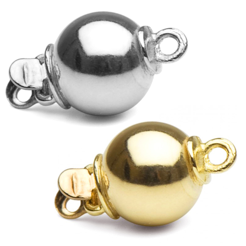 One lovely 14K yellow/white gold ball clasp