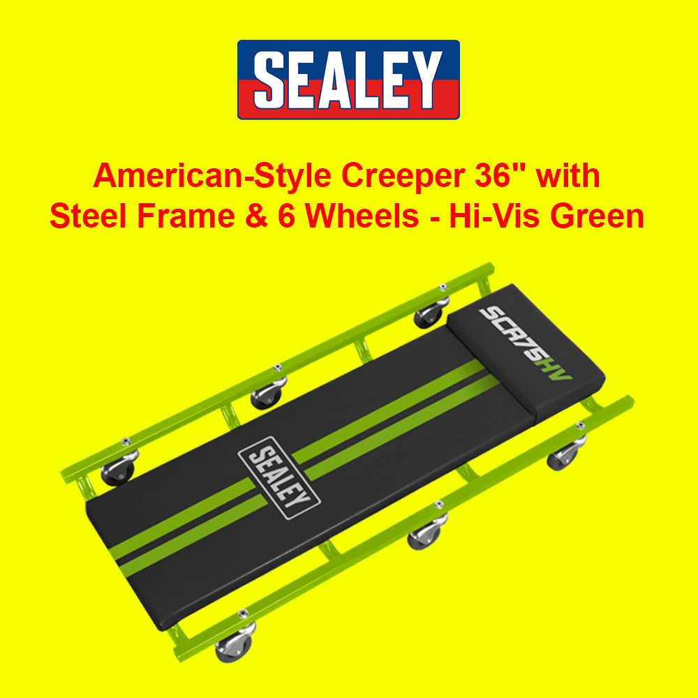 Sealey SCR75HV 36" Deluxe American-Style Creeper with Steel Frame/6 Wheels - Hi