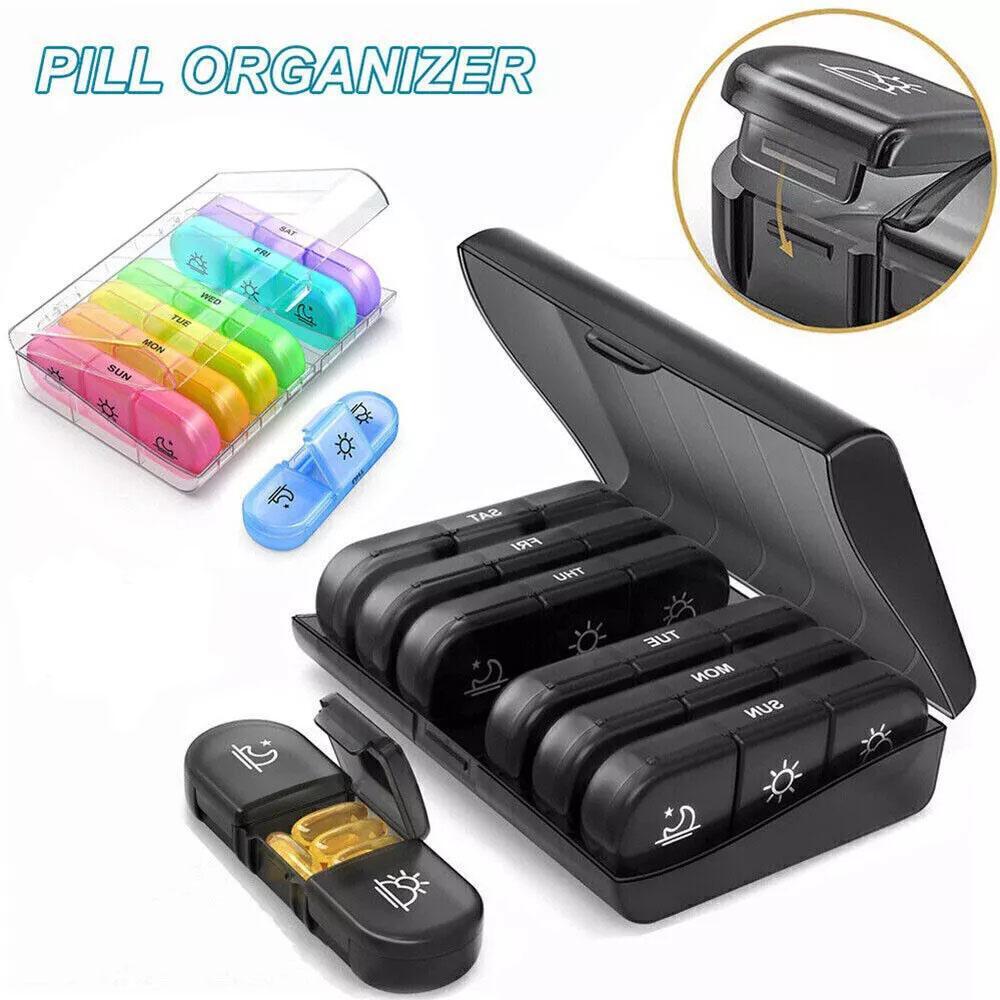 Weekly Pill Box Organizer 3 Times a Day 7 day Organizer Case Medicine Storage