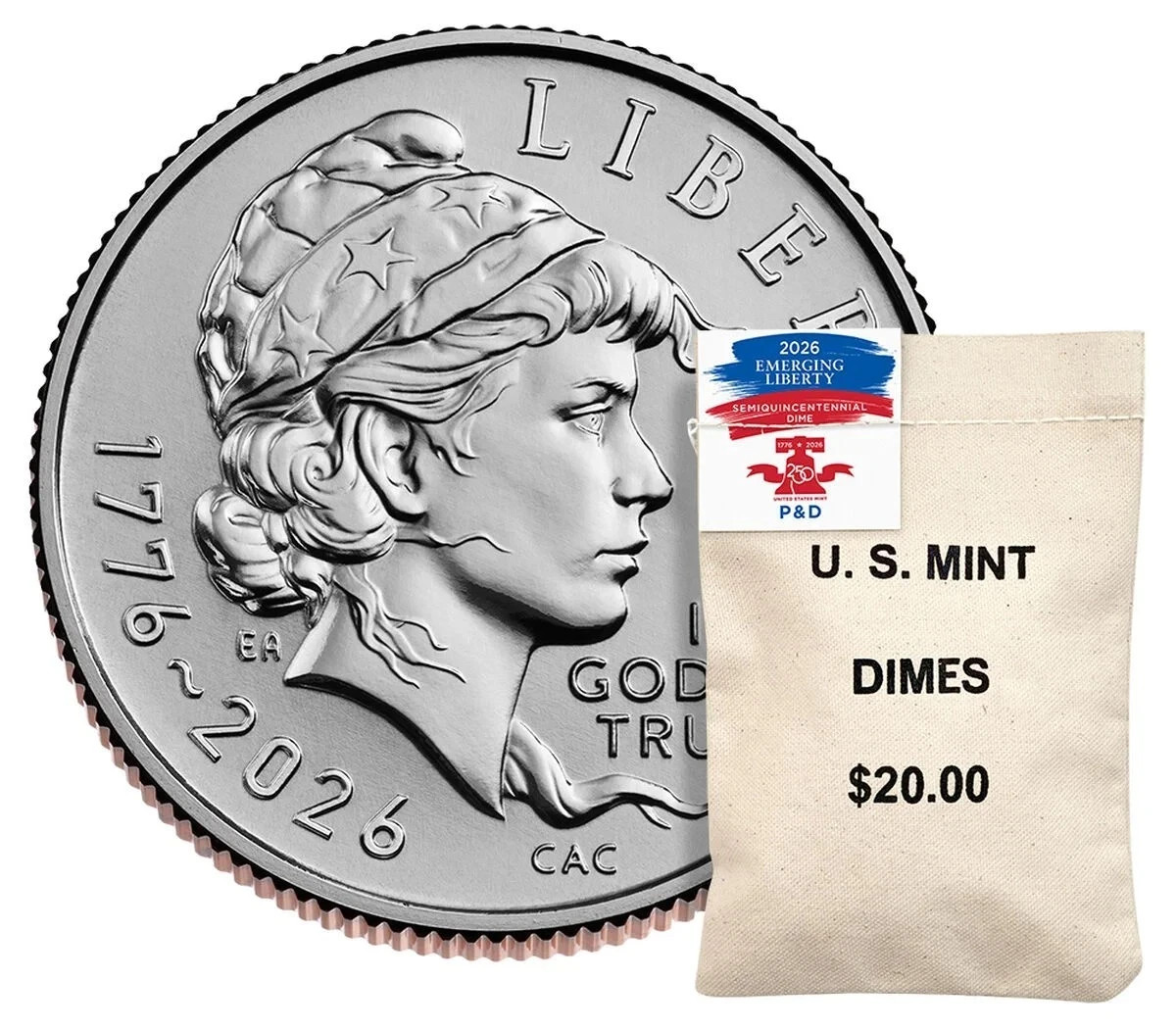 US MINT | Semiquincentennial Dime 2026 | 200-Coin Bag | Emerging Liberty PRESALE