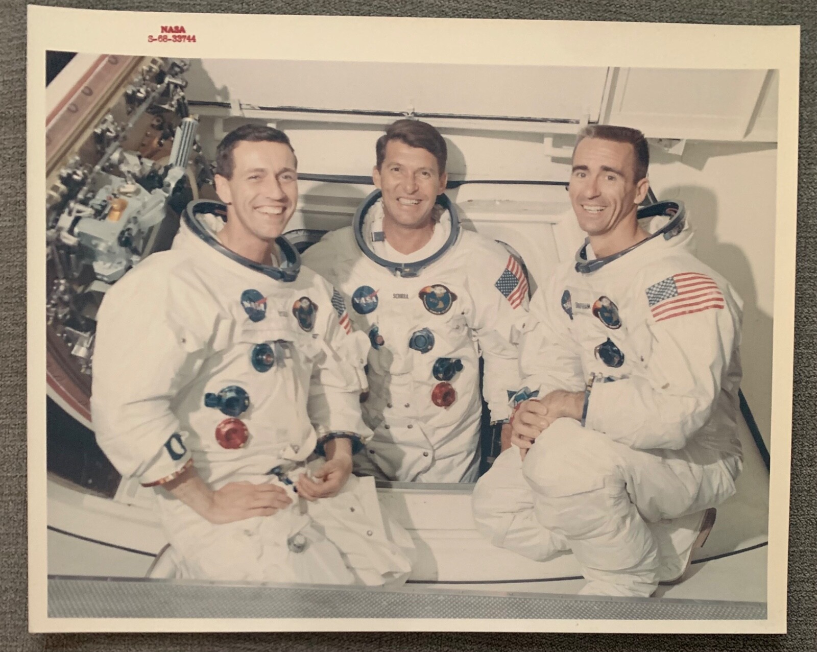 Vintage NASA Red Number Photograph - Apollo 7 Crew Portrait