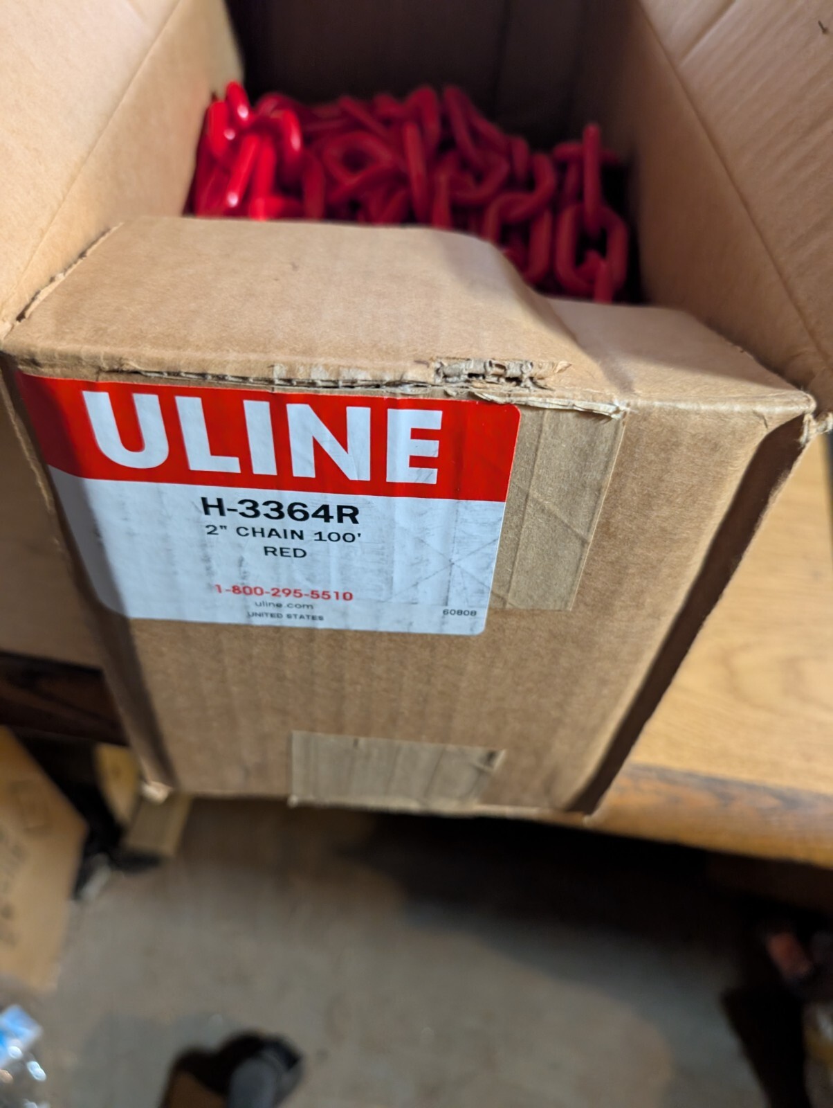 ULine Plastic Barrier Chain 100 ft  RED  H-3364R
