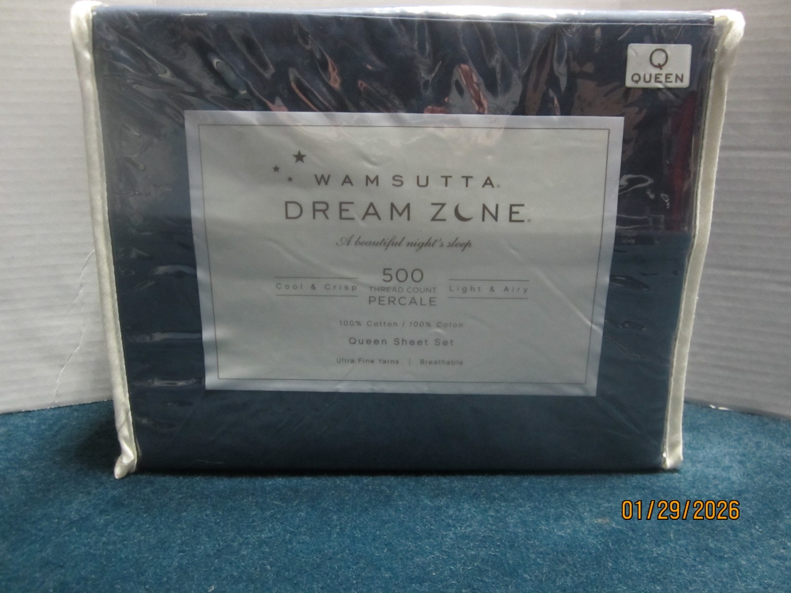 Wamsutta Dream Zone 500 Thread Count Percale Queen Denim Sheet Set