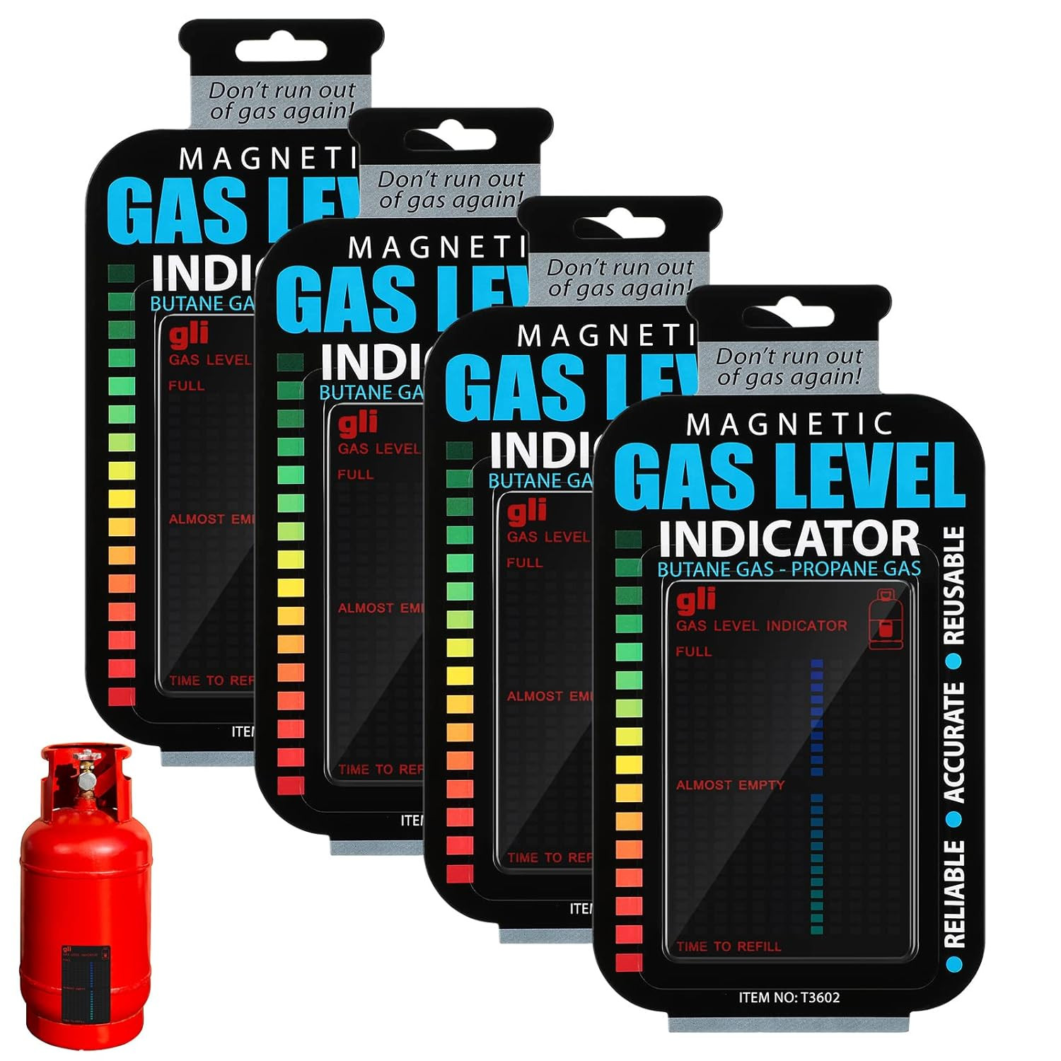 4 Pieces Magnetic Gas Level Indicator Reusable Propane Fuel Level Indicators Pro