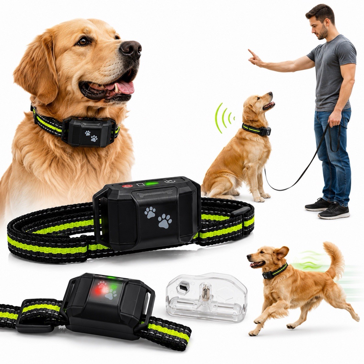 Smart Bark Control Collar Rechargeable Beep Vibration Static/Shock for S/M/L