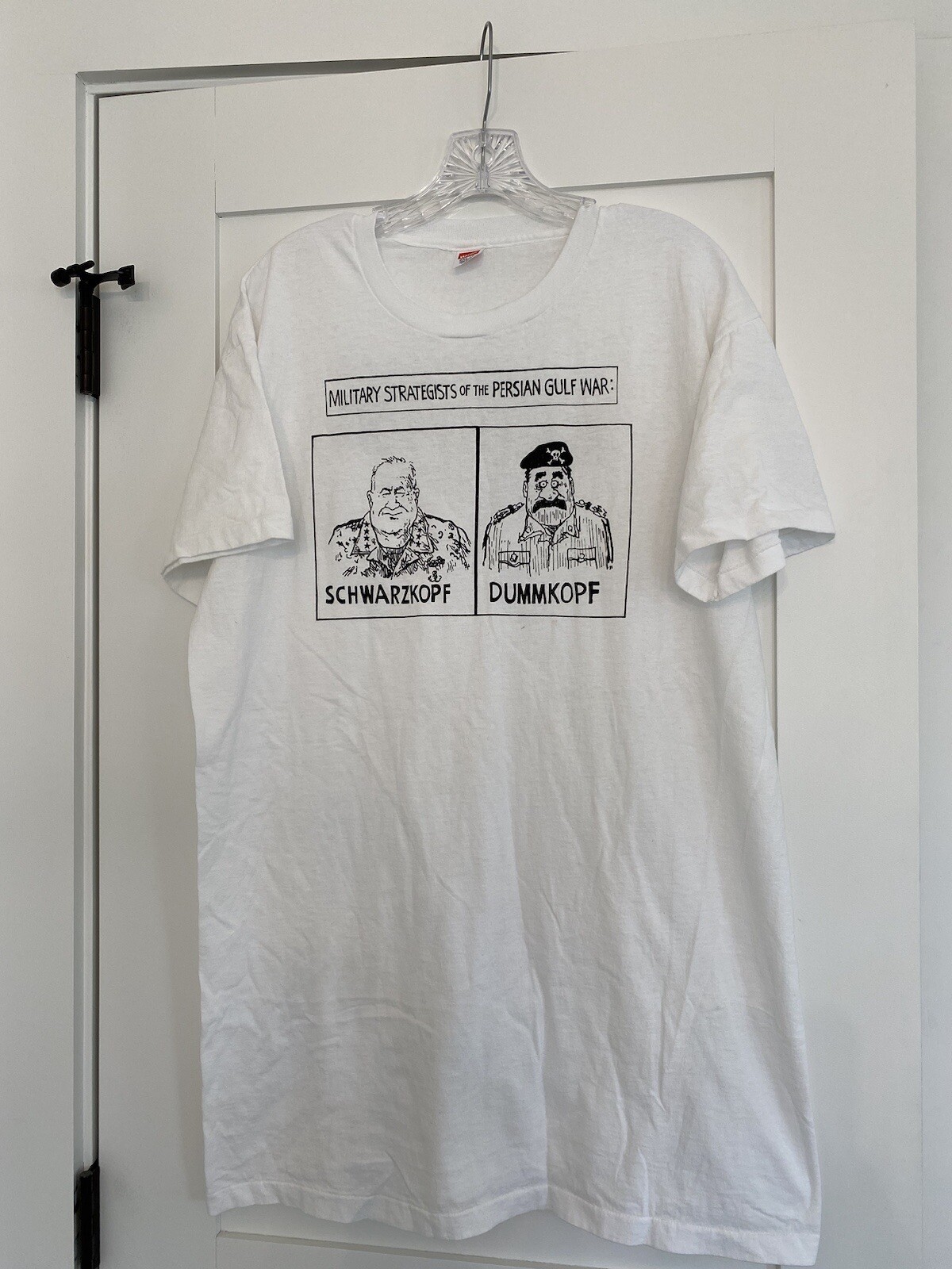 Vintage 90s Gulf War Saddam Hussein Shirt Schwarzkopf- 2XL Desert Storm Dummkopf