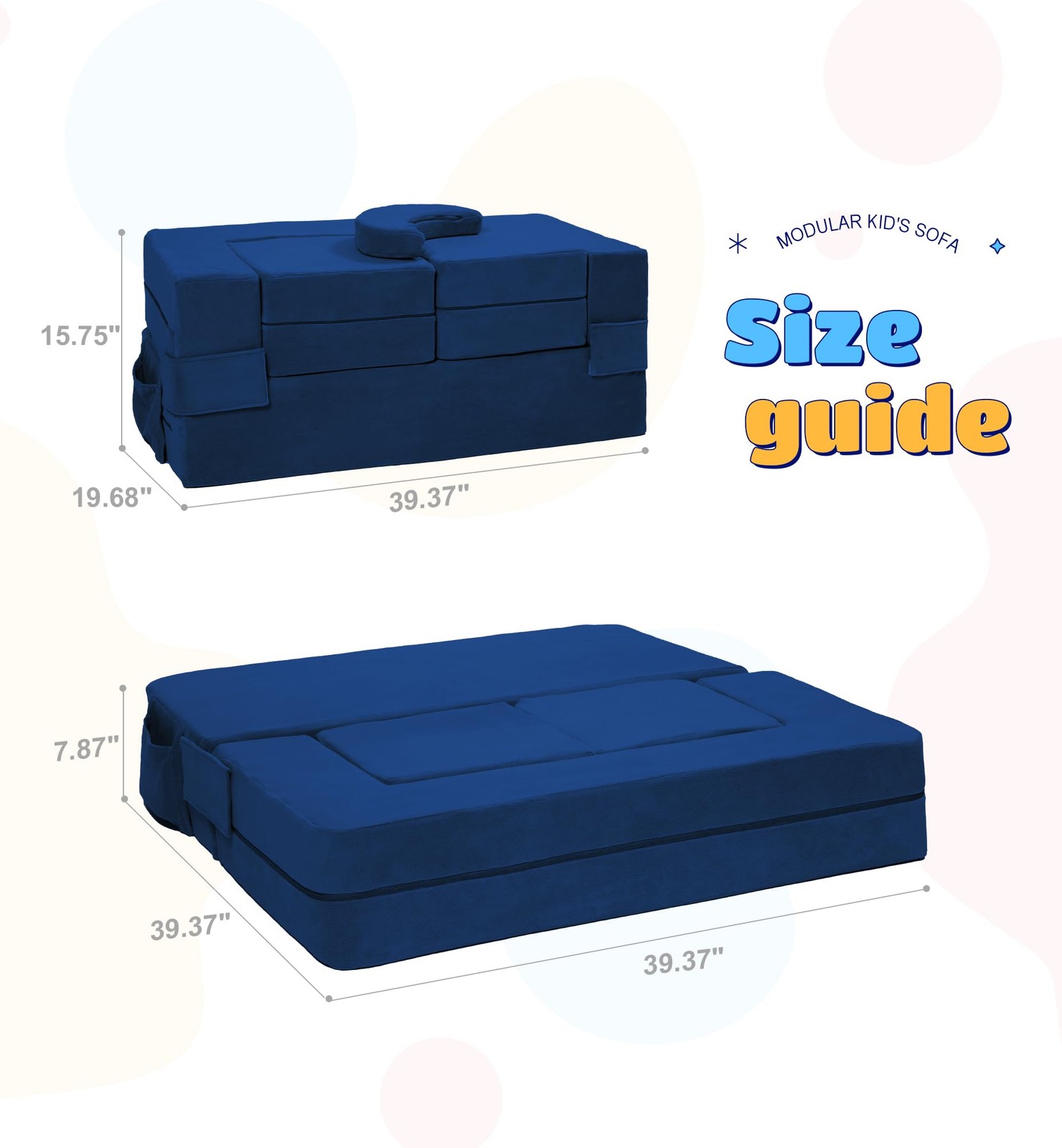 Modular Kids Sofa,Toddler Couch Foam Armchair for Kids, Children Convertible Plu