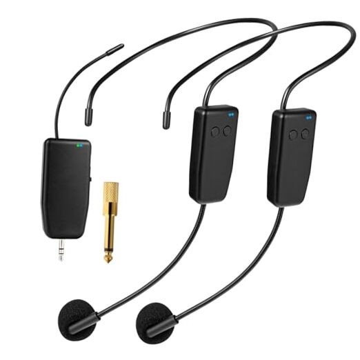 Wireless Microphone System for 2 People,160ft Range, 2.4G Dual Wireless