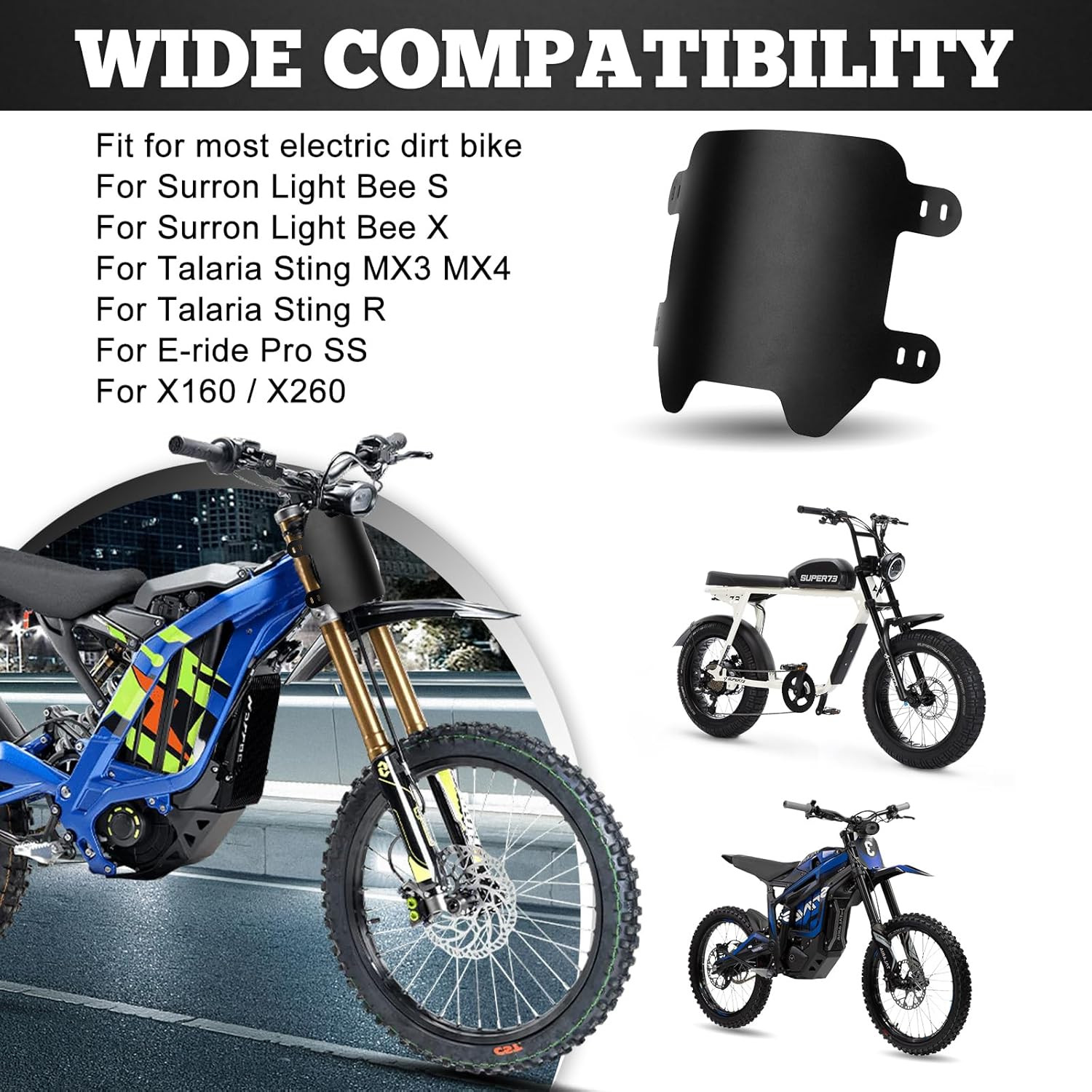 Front Number Plate for Ebike Durable ABS Plate Dirt Bike Plate Replacement for S