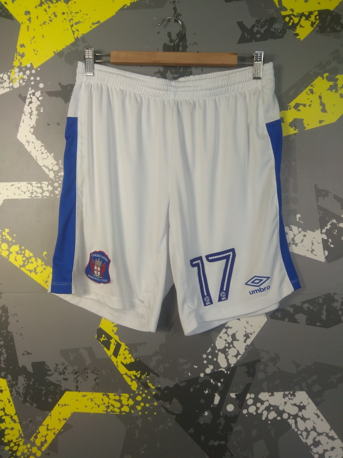 Carlisle United Home Football Soccer Shorts #17 White Umbro Mens Size L ig93