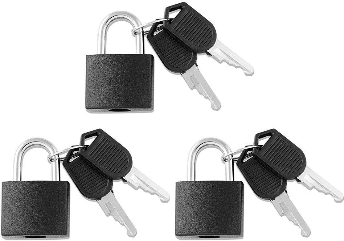 Small Mini Durable ABS Cover Solid Brass Body Individually Keyed Padlock 3pc BLK