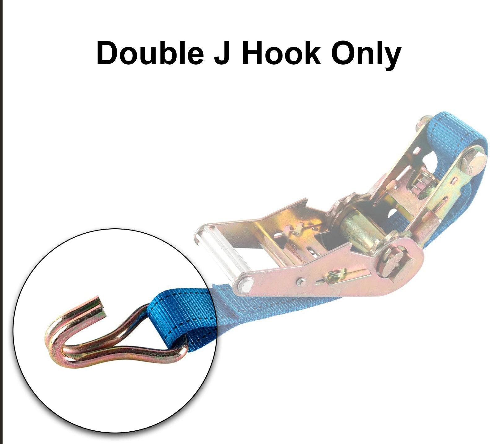 4 pcs - 2" Heavy Duty Double J Wire Hook tie down strap cargo webbing rigging