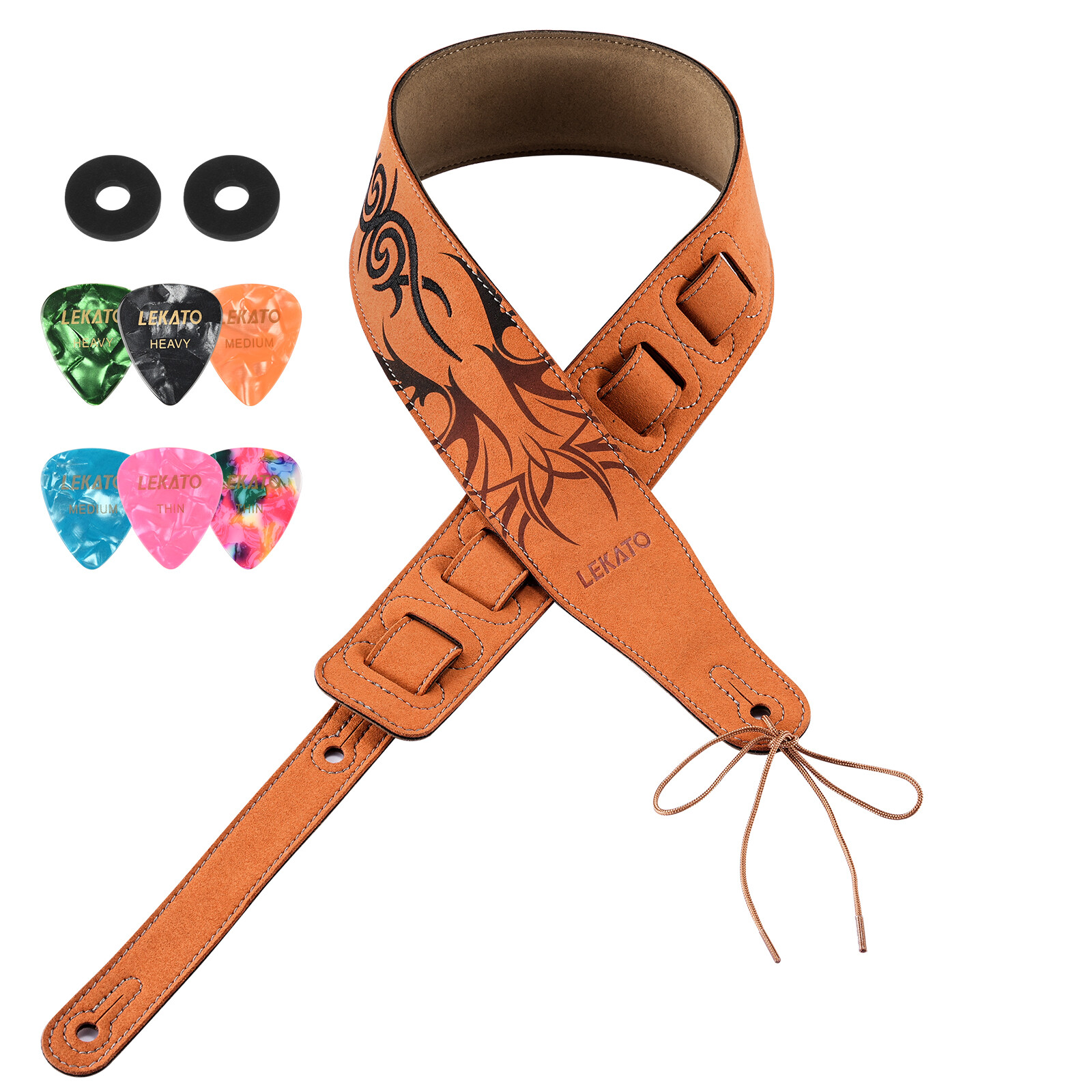 LEKATO LGS-10 Suede Guitar Strap 2.5″ Wide Soft Suede Bass Guitar Straps Holder