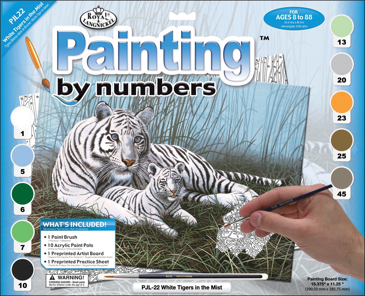 Junior Large Paint By Number Kit 15.25"X11.25" White Tigers In The Mist