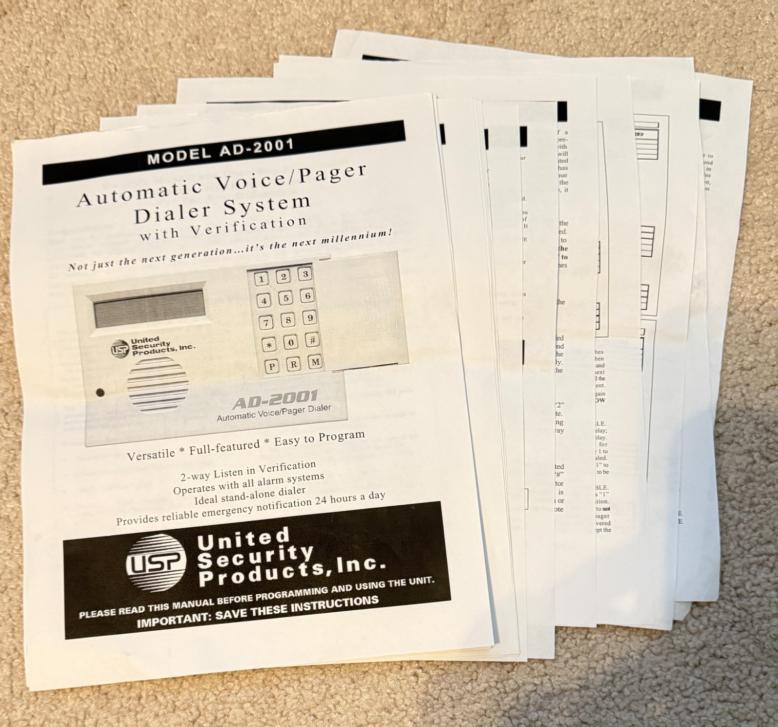 United Security Products AD-2001 DL