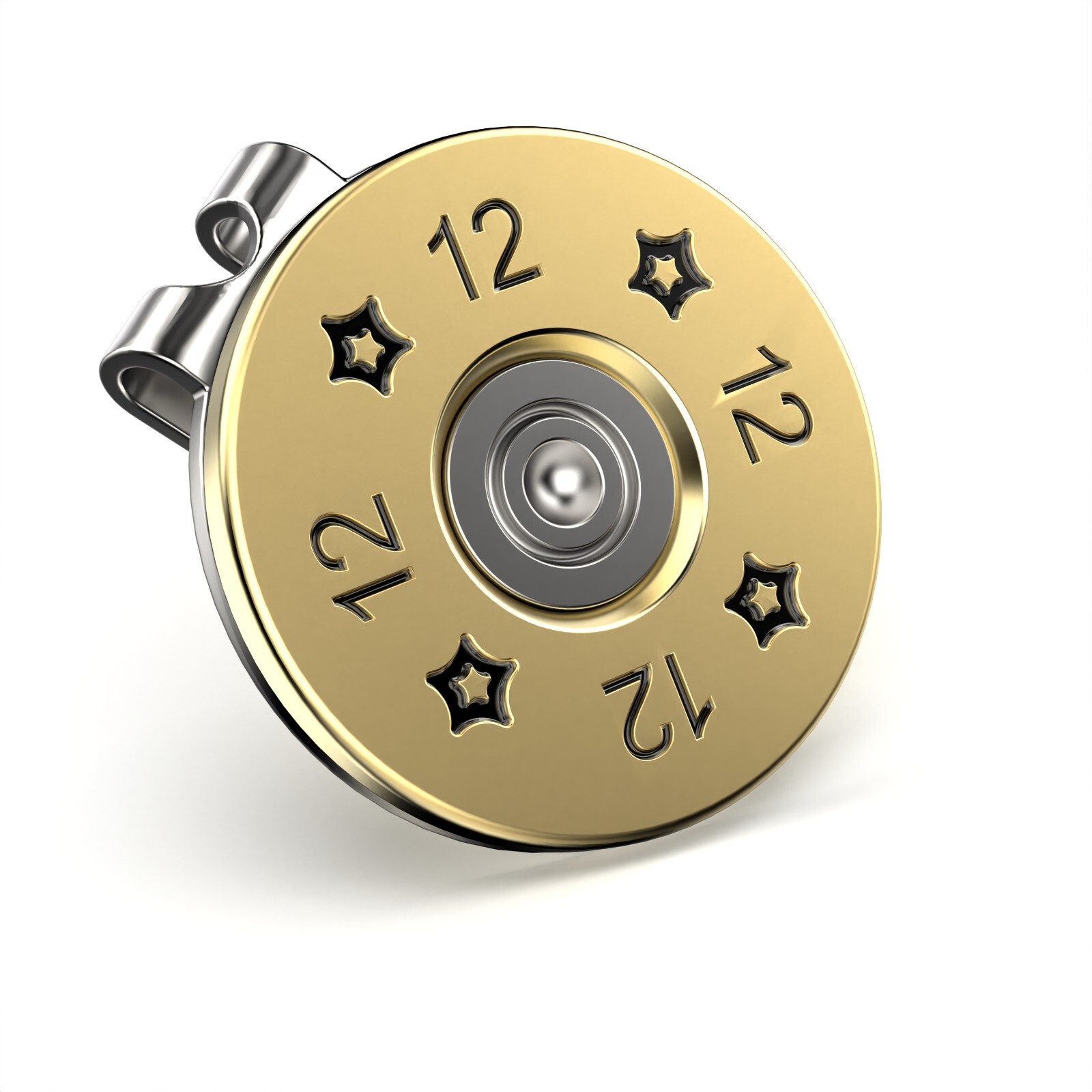 12 Gauge Shotgun Shell Replica Golf Ball Marker with Magnetic Hat Clip