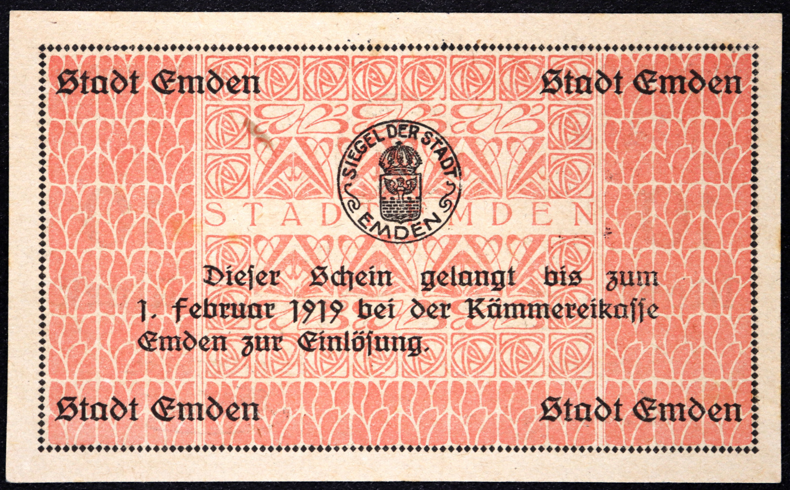 EMDEN 1918 10 Mark Grossnotgeld German Notgeld Banknote
