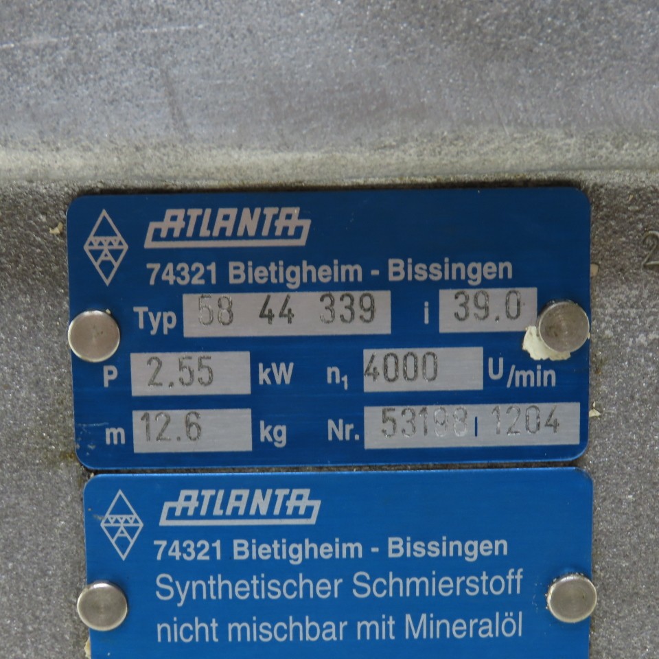 Atlanta Type 58 44 339 39.5:1 Gear Reducer 2.55kW 4000U/min 27mm Hollow Output