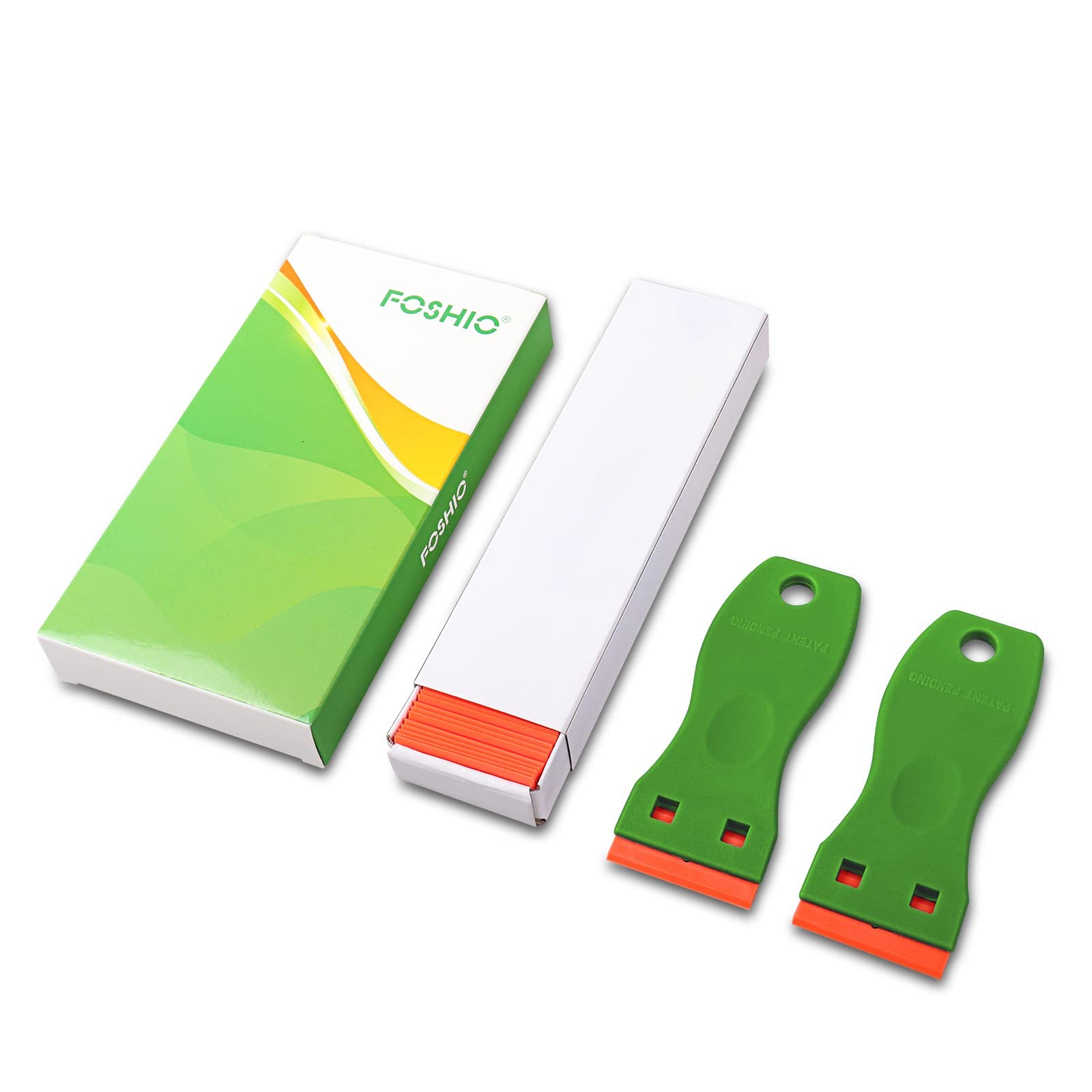 FOSHIO 2PCS Plastic Razor Scrapers 100 PCS Double Edge Blades Cleaning