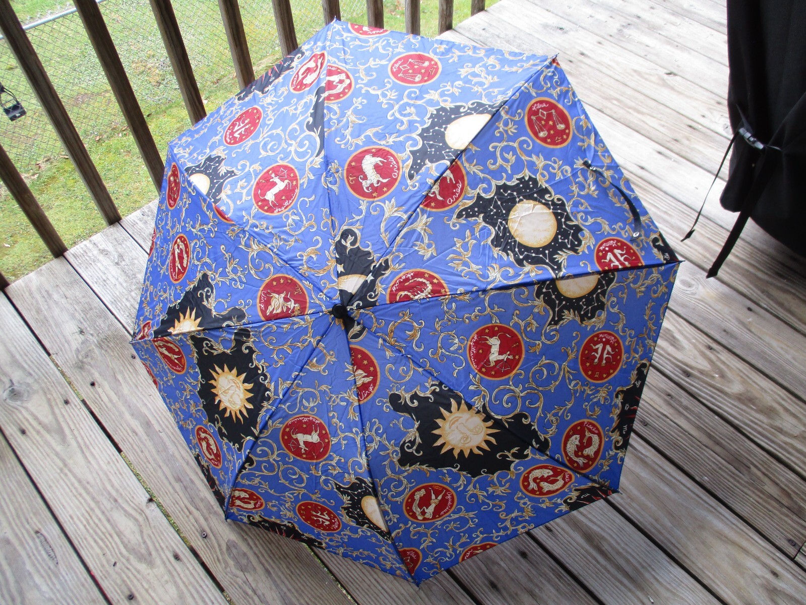 Vintage Zodiac Signs Umbrella w/Storage Sleeve Pop Up Function