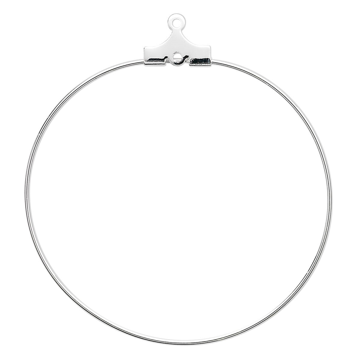 Beading Hoop, 10 Silver Plated Brass 40mm Round Beading Hoops with Loop