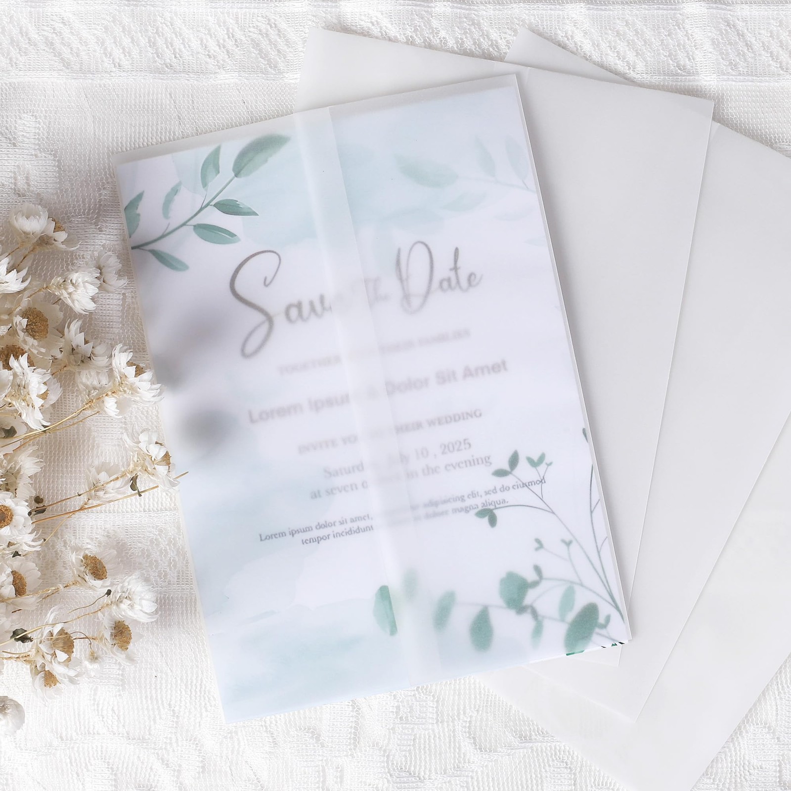 100 PCS PreFolded Vellum Jackets 5x7 Invitations 115GSM Translucent Wraps