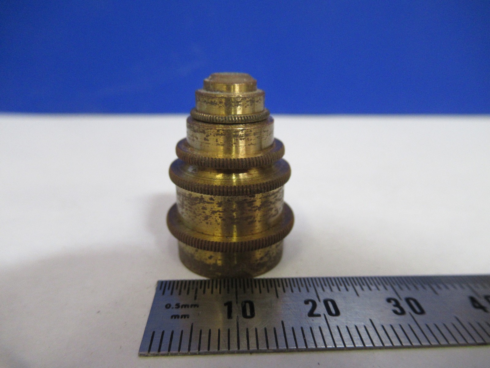 ANTIQUE BRASS OBJECTIVE UK LONDON OPTICS MICROSCOPE PART AS PICTURED V4-A-76