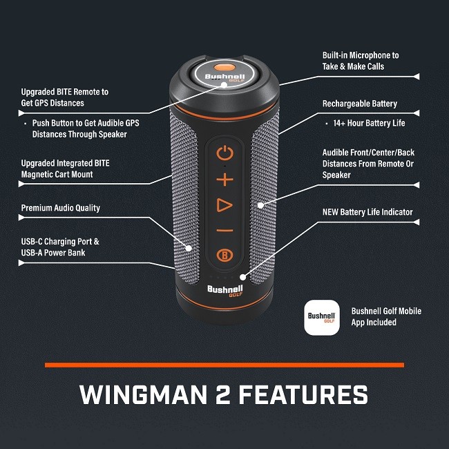 New Bushnell Golf Wingman 2 GPS SpeakerÊGrey/Black