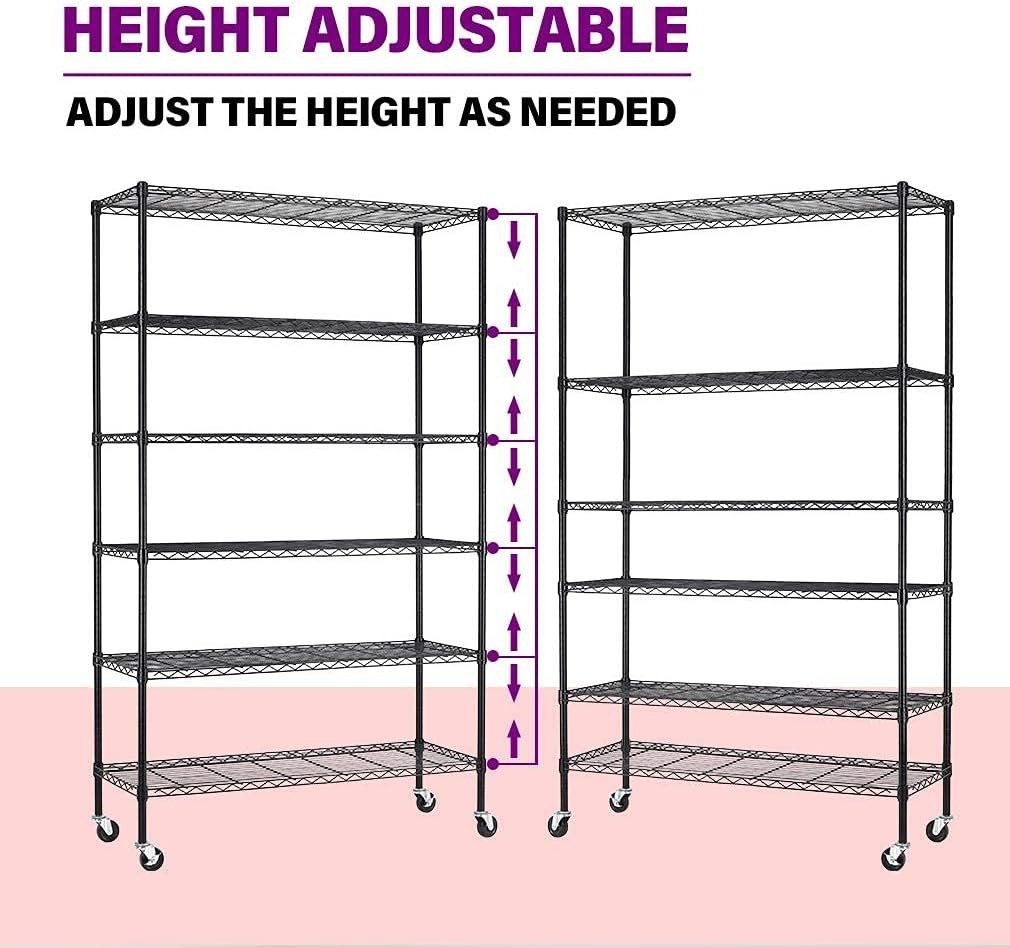 48"L×18"W×82"H Wire Shelving Unit Storage Cart Metal Shelf Rolling Utility Ca...