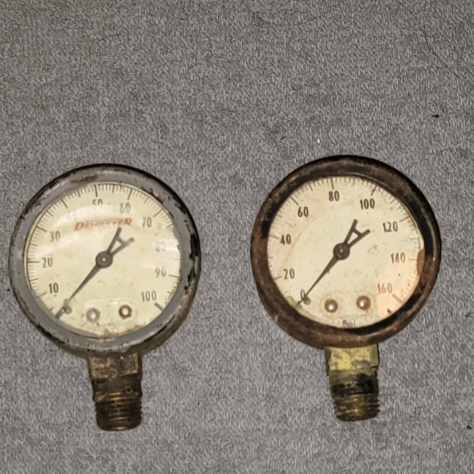 Vintage Lot Of 2 Ashcroft  Gauges - One Marked Dempster - Steampunk Rat Rod