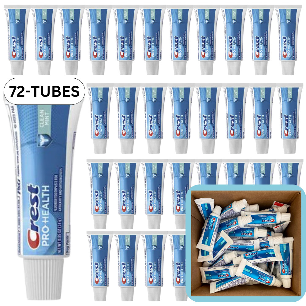 72/PK Crest Pro-Health Clean Mint Toothpaste, Travel Size Bulk Toothpaste .85 oz