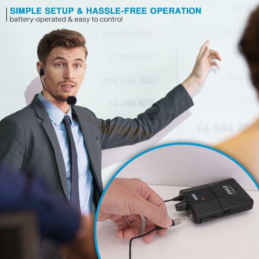 Pyle Dual Wireless Headset Mic Kit, Lavalier PDWMU211