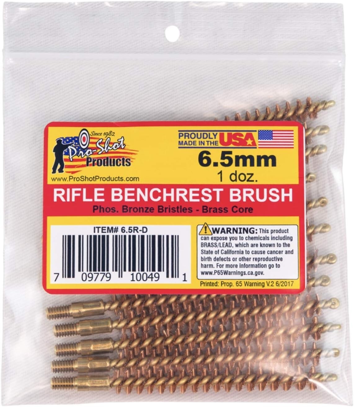 Products 6.5mm Rifle Bore Brush Dozen Pack, Brass
