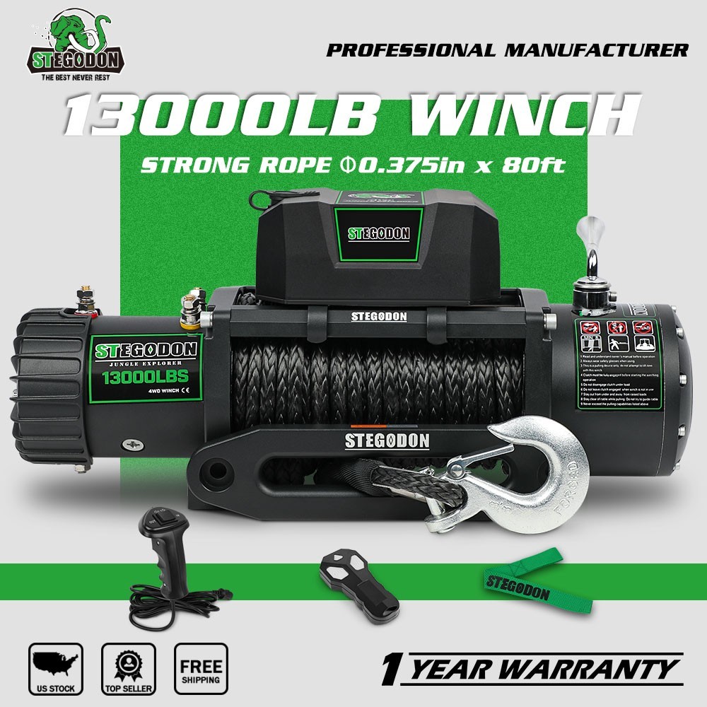 Electric Winch 13000 9500lb 12V Synthetic Rope Towing Truck Off-Road 4WD 4X4 Car