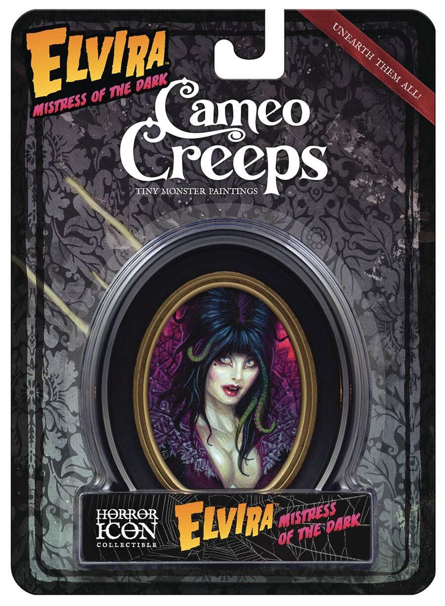 ELVIRA MISTRESS DARK CAMEO CREEPS Horror Icon Collectible Tiny Monster Painting