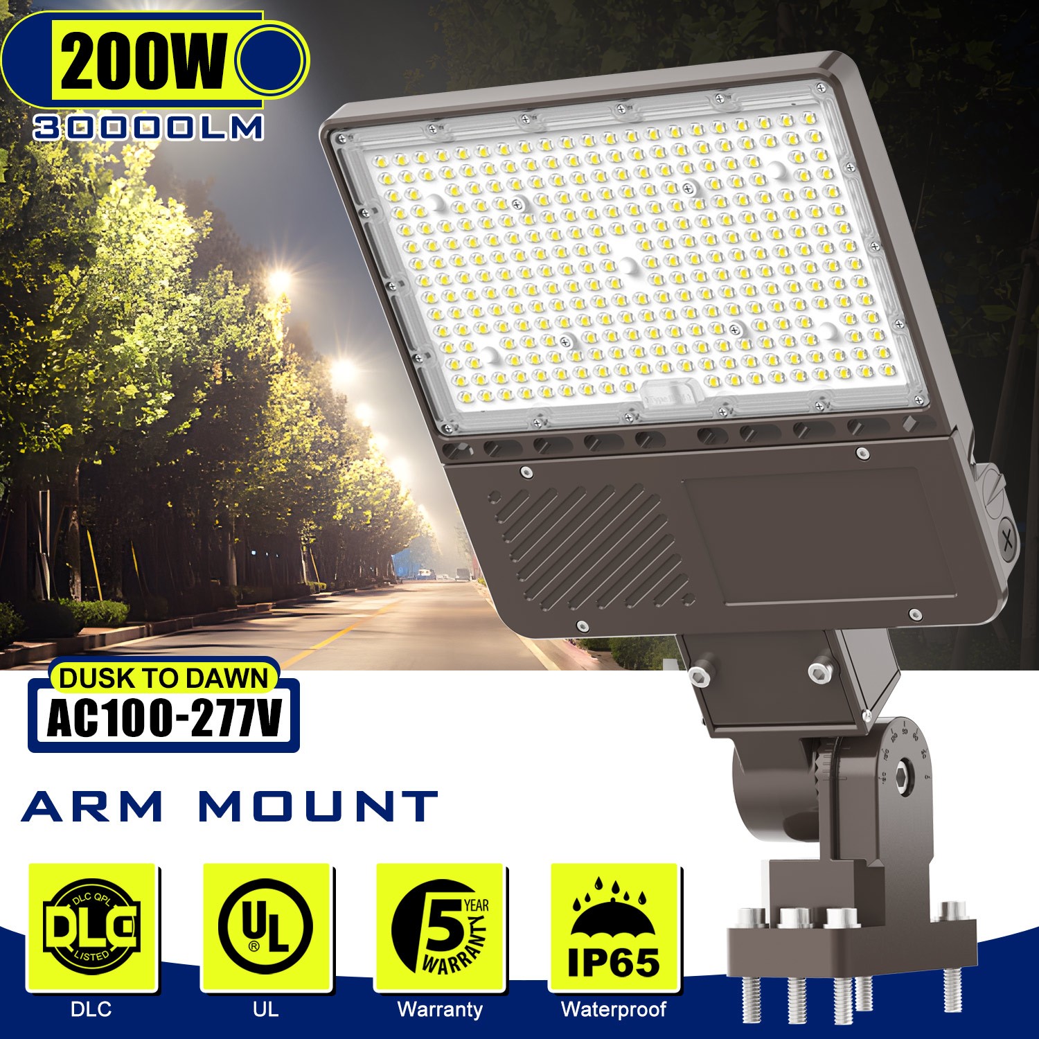 200W LED Parking Lot light Dusk To Dawn Commercial Outdoor Street Shoebox Lights