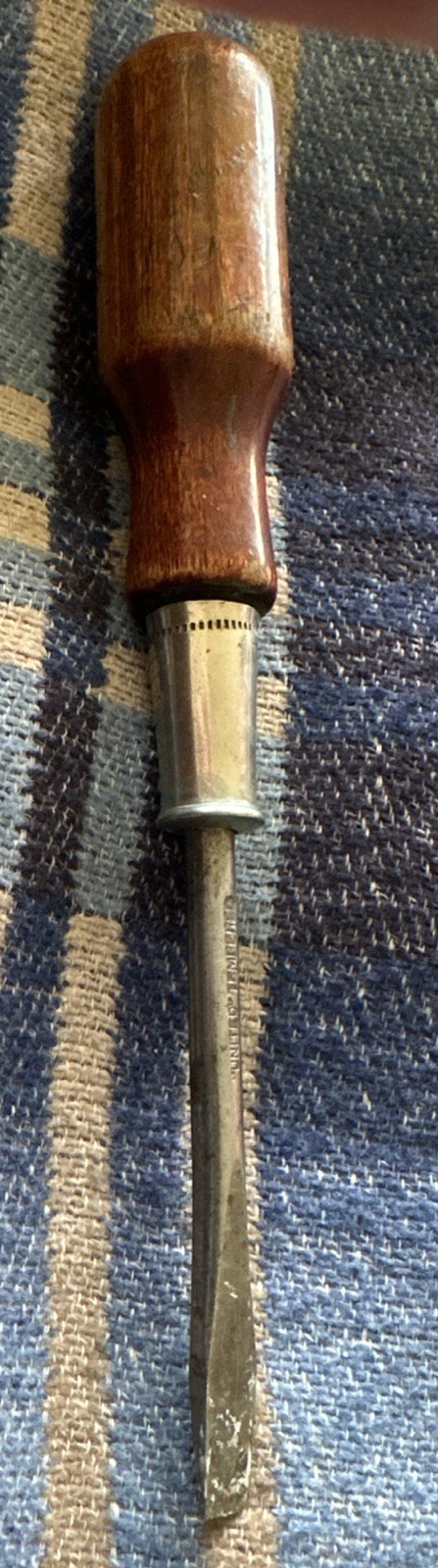 Vintage Large United Tempered Wood Handle Screwdriver