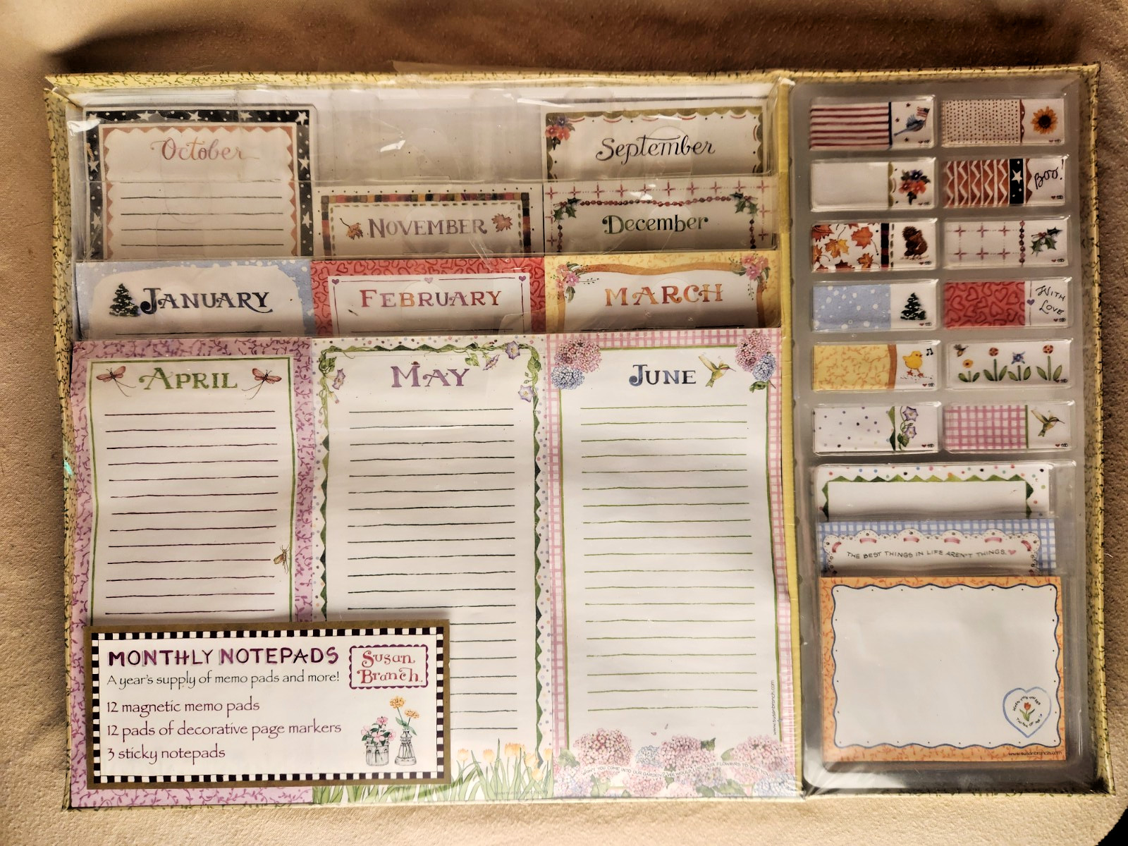 Susan Branch Monthly Notepads Stationary Memo Pads Page Markers - Rare Set 2011