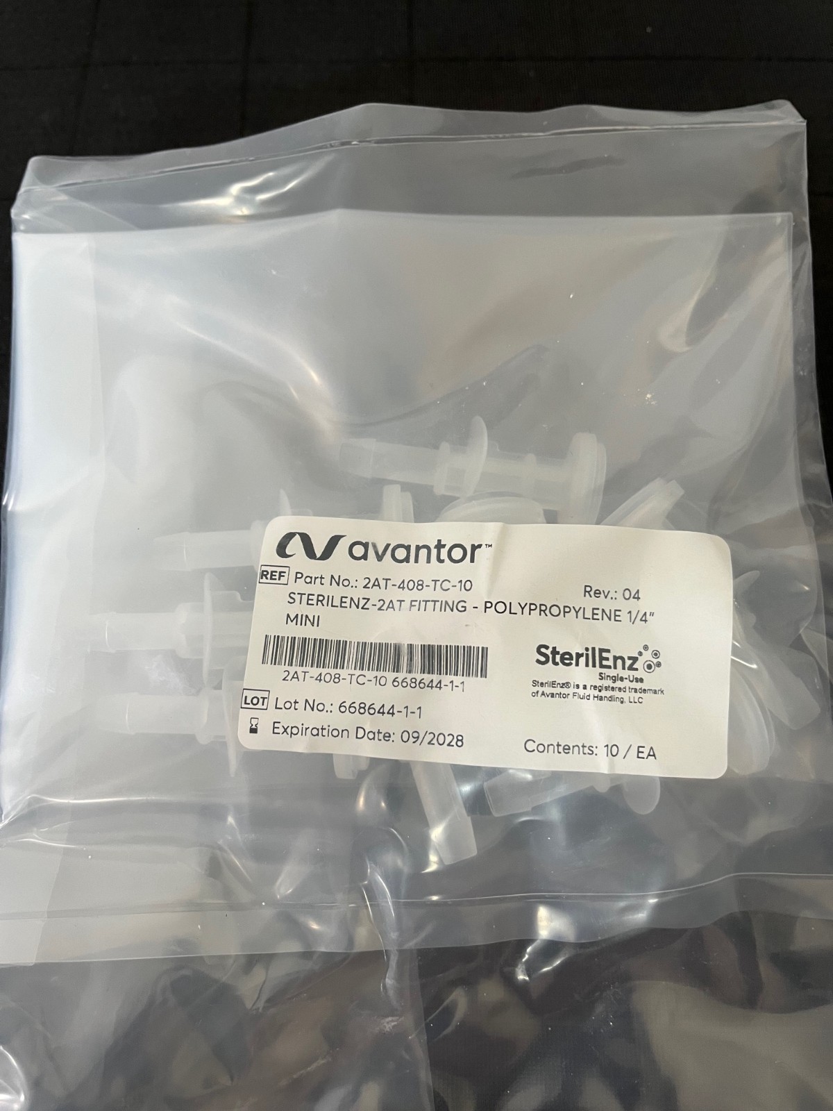 Avantor, 2AT-408-TC-10, SterilEnz-II/AT Fitting - PP,  1/4" MINI, 10/pk