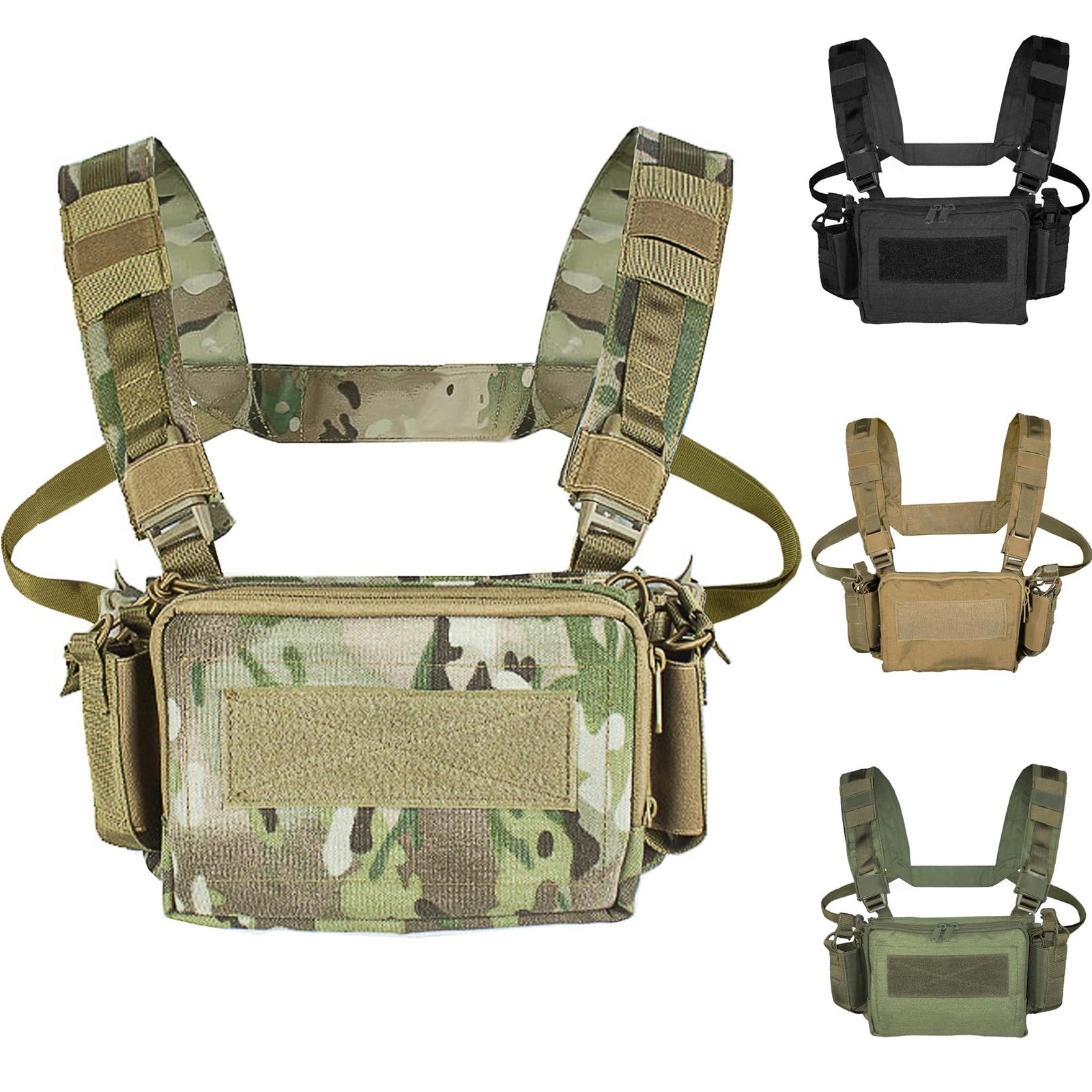 Micro Chest Rig with Triple AK/AR Mag Pouch Tactical H-Harness Bag Airsoft Ki...