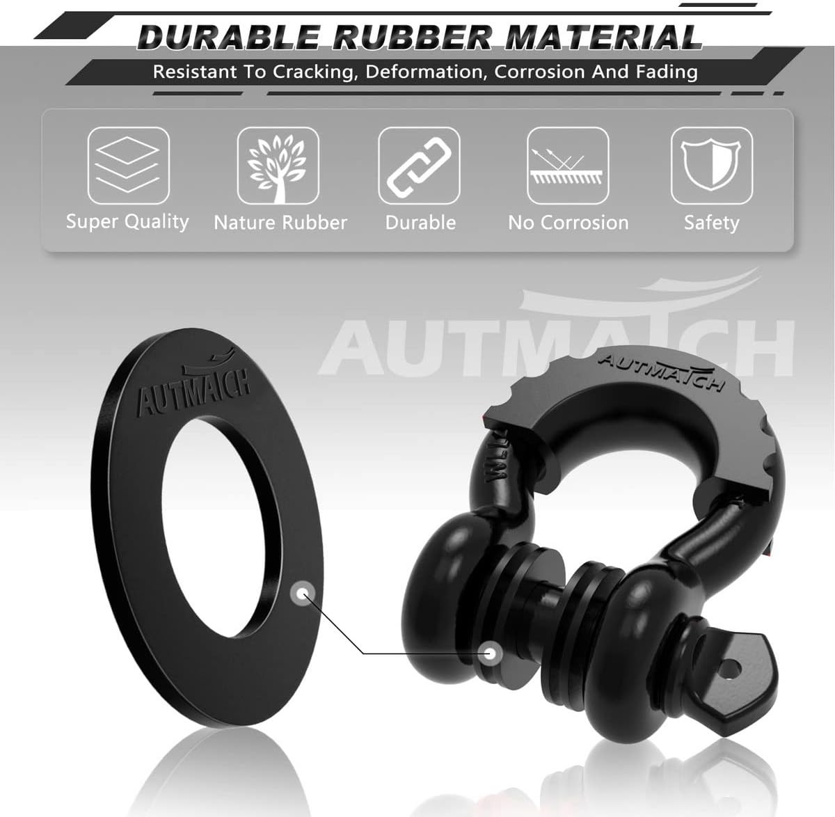 Pack of 16 D Ring Shackle Washers Rubber Spacers Fits 3/4 Shackle Protect You...