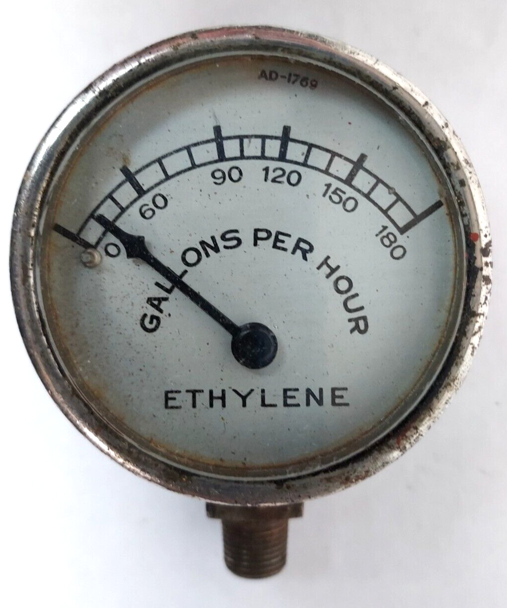 Antique ETHYLENE GAUGE - Gallons Per Hour - HOT ROD Steampunk TROG SCTA RARE